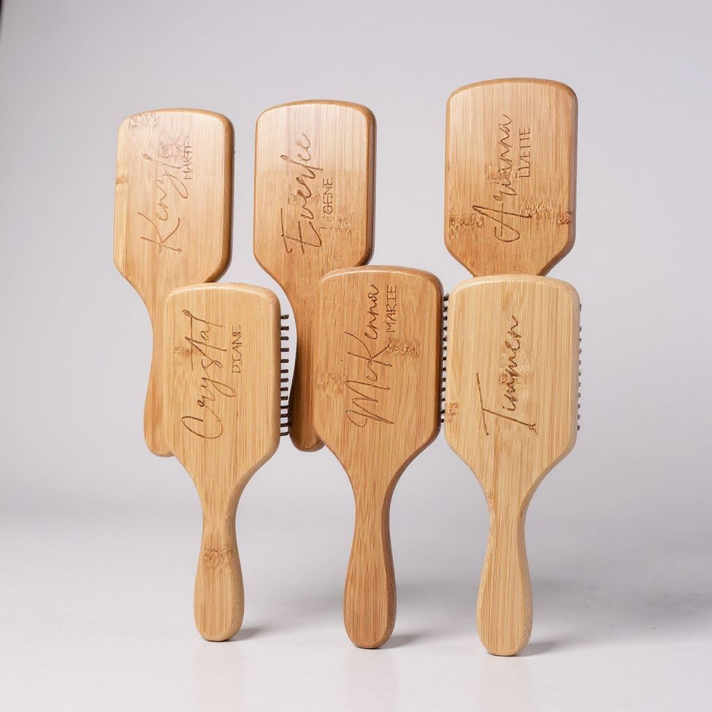 Personalized Bamboo Hair Brush | Custom Engraved Eco-Friendly Brush