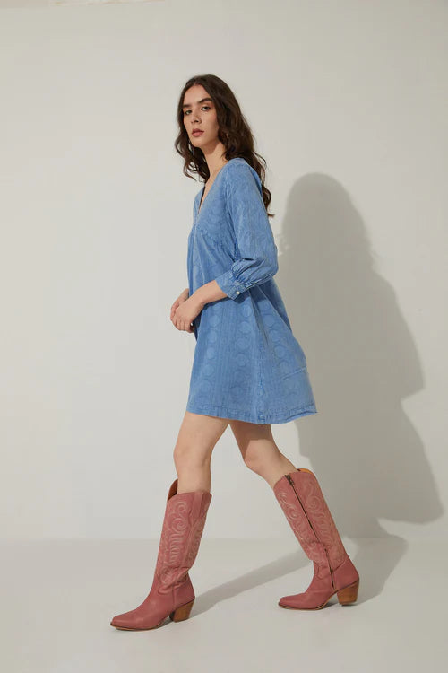 Women’s Medium Wash Denim Dress | Comfortable Western Style