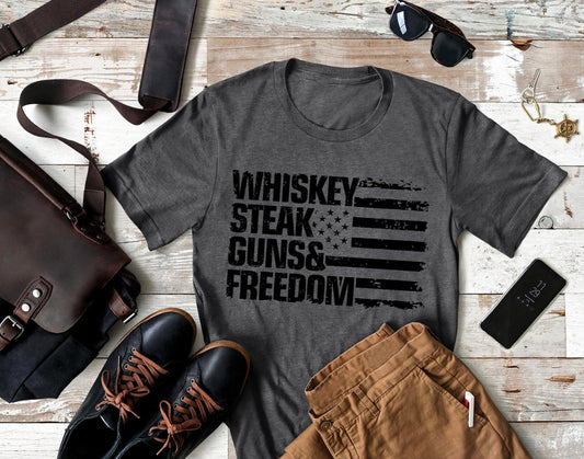 Whiskey, Steaks & Guns T-shirt - XX-Large