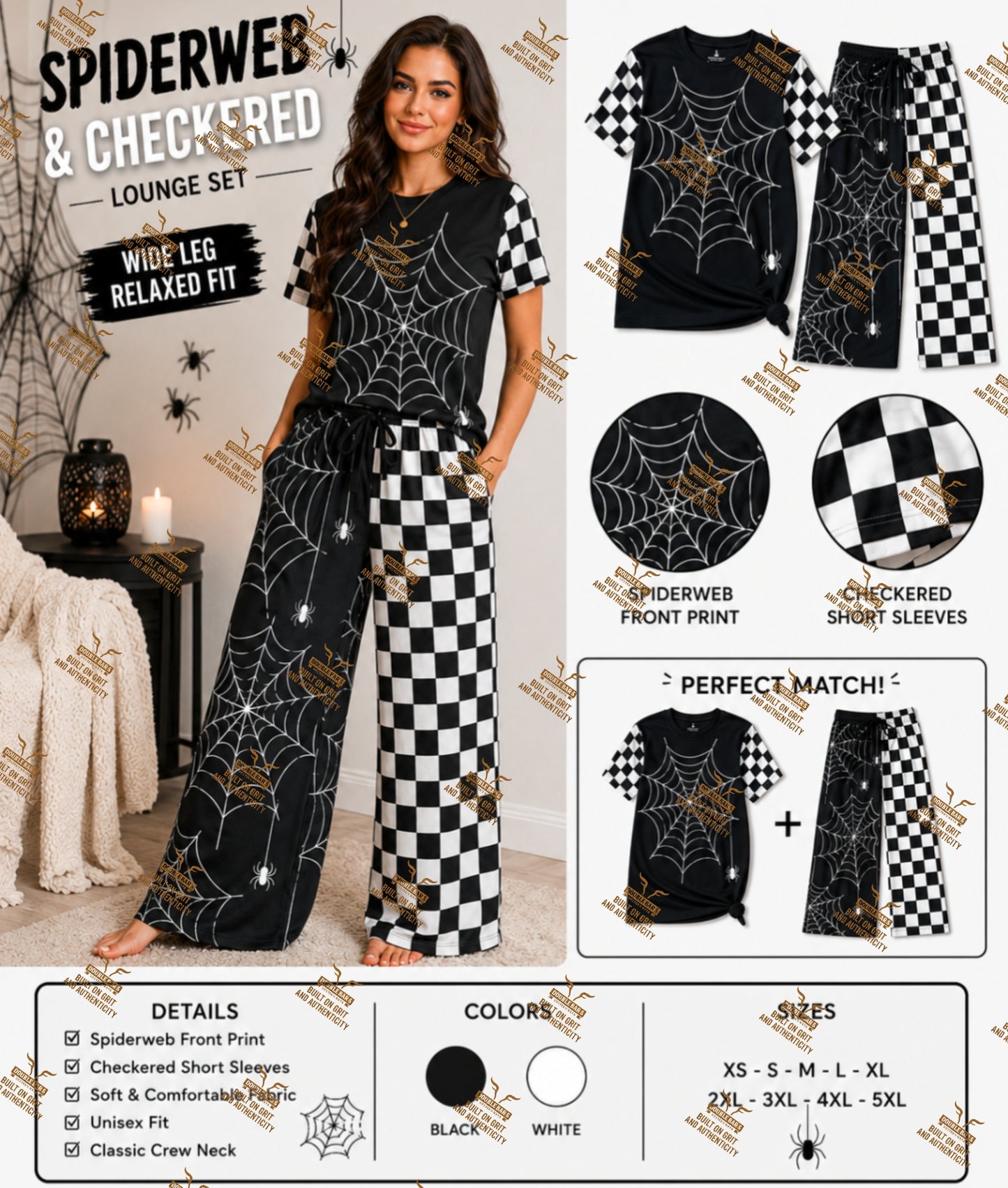 Adult Halloween Lounge Set – Short Sleeve Top & Matching Pants