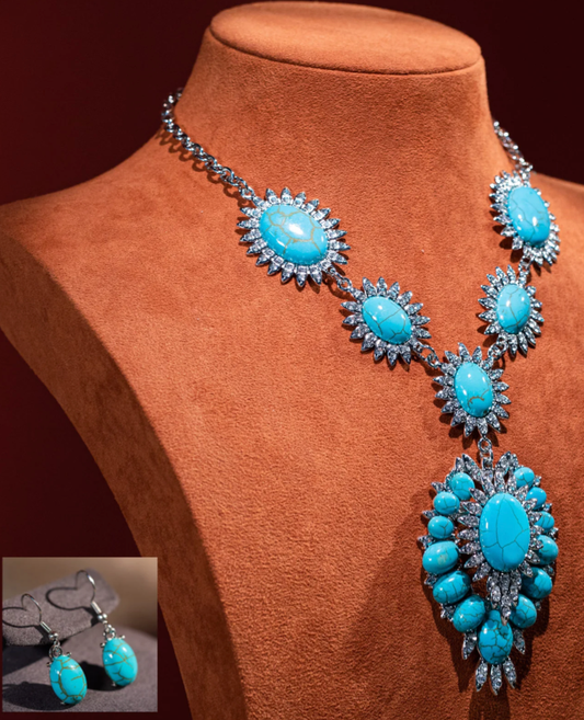 Rustic Couture Bohemian Diamond Concho With Earrings Set