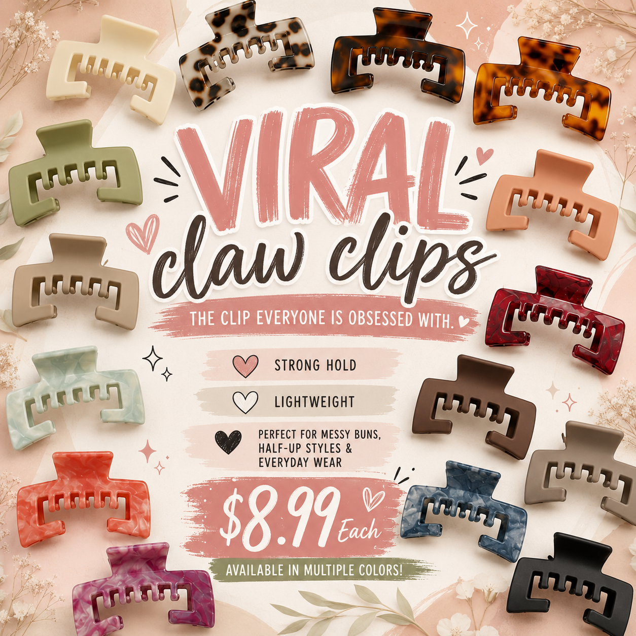 Viral Rectangle Claw Hair Clip | Strong Hold Hair Accessory
